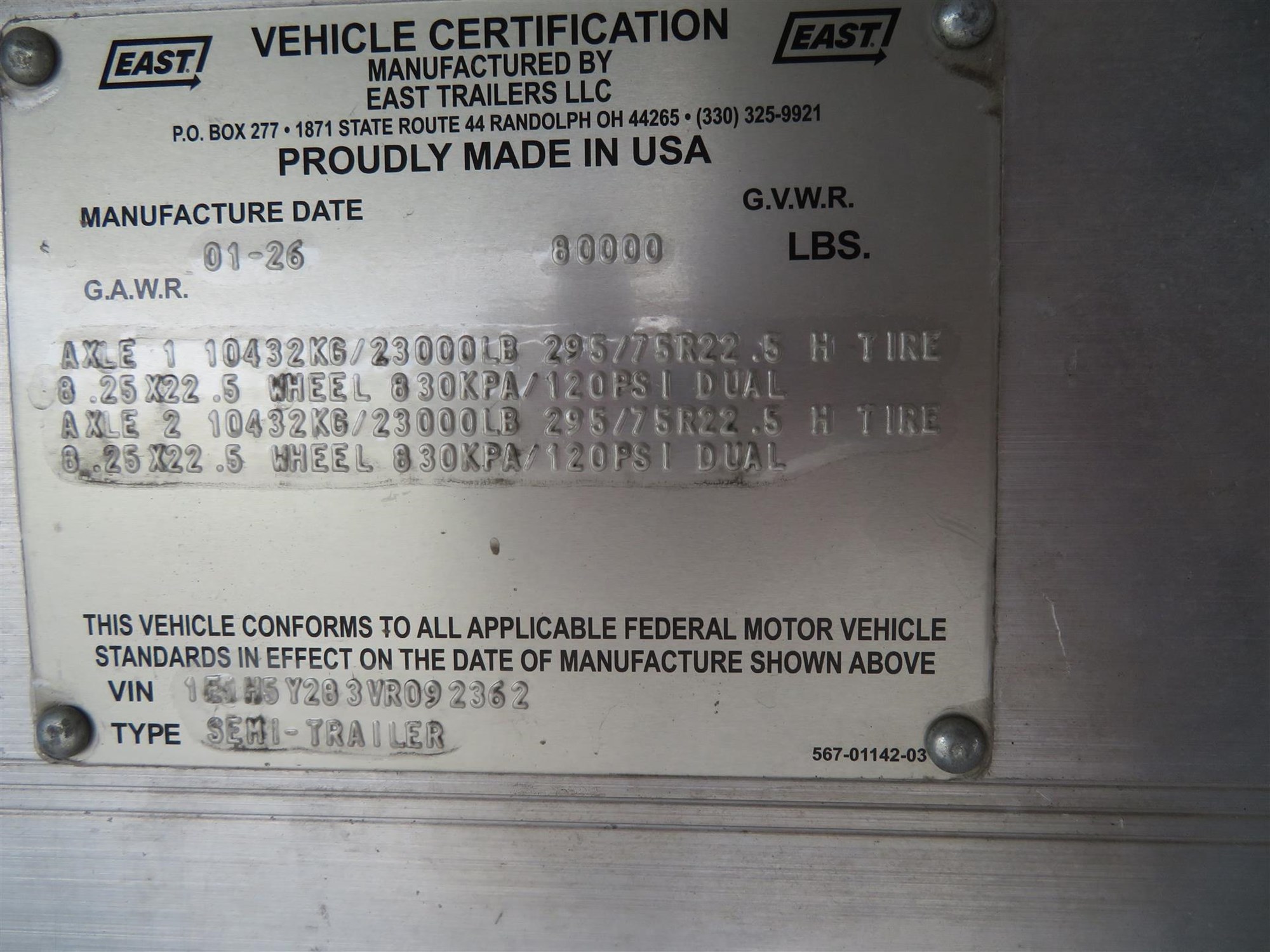 2027 EAST FLATBED NVR092362-12 2027 EAST FLATBED NVR092362-12