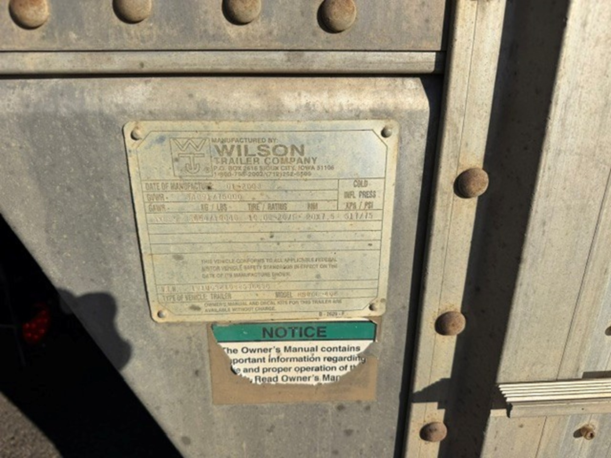 2008 WILSON CATTLE TRAILER U8D536658-09 2008 WILSON CATTLE TRAILER U8D536658-09
