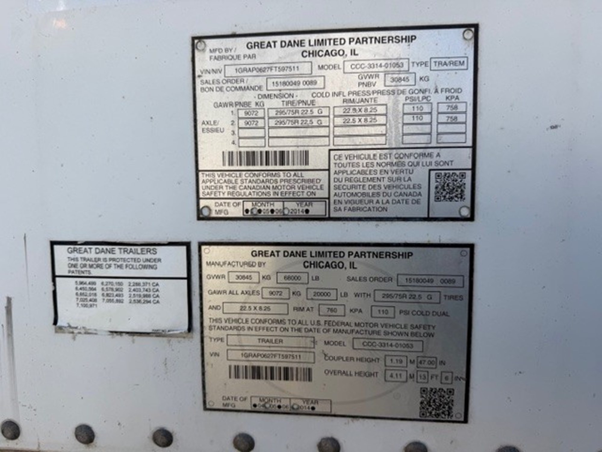 2015 GREAT DANE Dry Van UFT597511-11 2015 GREAT DANE Dry Van UFT597511-11